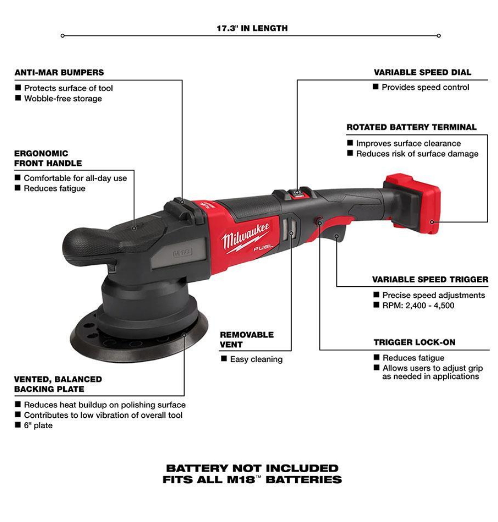 Milwaukee M18 FUEL 15mm Random Orbital Polisher