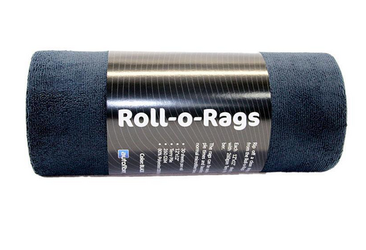 Autofiber Roll-o-Rags Microfiber Towels Black - 12" x 12"