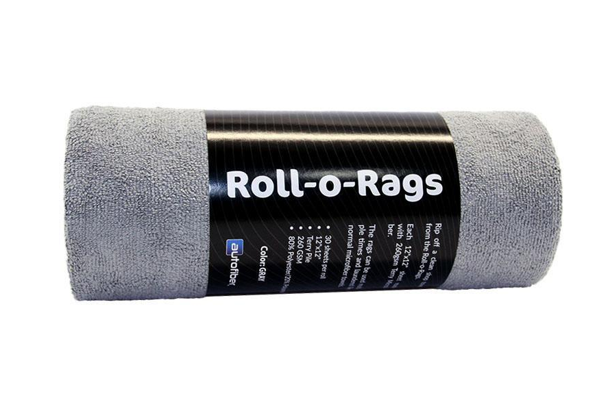 Autofiber Roll-o-Rags Microfiber Towels Black - 12" x 12"